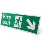 Fire Exit Sign Arrow Man Down Right 400x150mm Self Adh Semi Rigid PVC - tradefit - 6