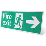 Fire Exit Sign Arrow Man Right 400x150mm Self Adh Semi Rigid PVC - tradefit - 6