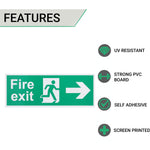 Fire Exit Sign Arrow Man Right 400x150mm Self Adh Semi Rigid PVC - tradefit - 2