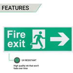 Fire Exit Sign Arrow Man Right 400x150mm Self Adh Semi Rigid PVC - tradefit - 3