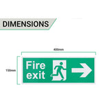 Fire Exit Sign Arrow Man Right 400x150mm Self Adh Semi Rigid PVC - tradefit - 4