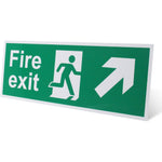 Fire Exit Sign Arrow Man Up RIGHT 400x150mm Self Adh Semi Rigid PVC - tradefit - 6