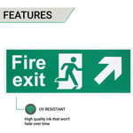 Fire Exit Sign Arrow Man Up RIGHT 400x150mm Self Adh Semi Rigid PVC - tradefit - 3