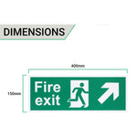 Fire Exit Sign Arrow Man Up RIGHT 400x150mm Self Adh Semi Rigid PVC - tradefit - 4