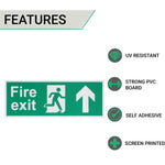 Fire Exit Sign Arrow Man Up 400x150mm Self Adh Semi Rigid PVC - tradefit - 2