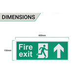 Fire Exit Sign Arrow Man Up 400x150mm Self Adh Semi Rigid PVC - tradefit - 4
