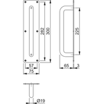 Pull Handle On Plate 225x19mm Pull on 300x75x3mm Plate - SAA Satin Aluminium - tradefit - 2
