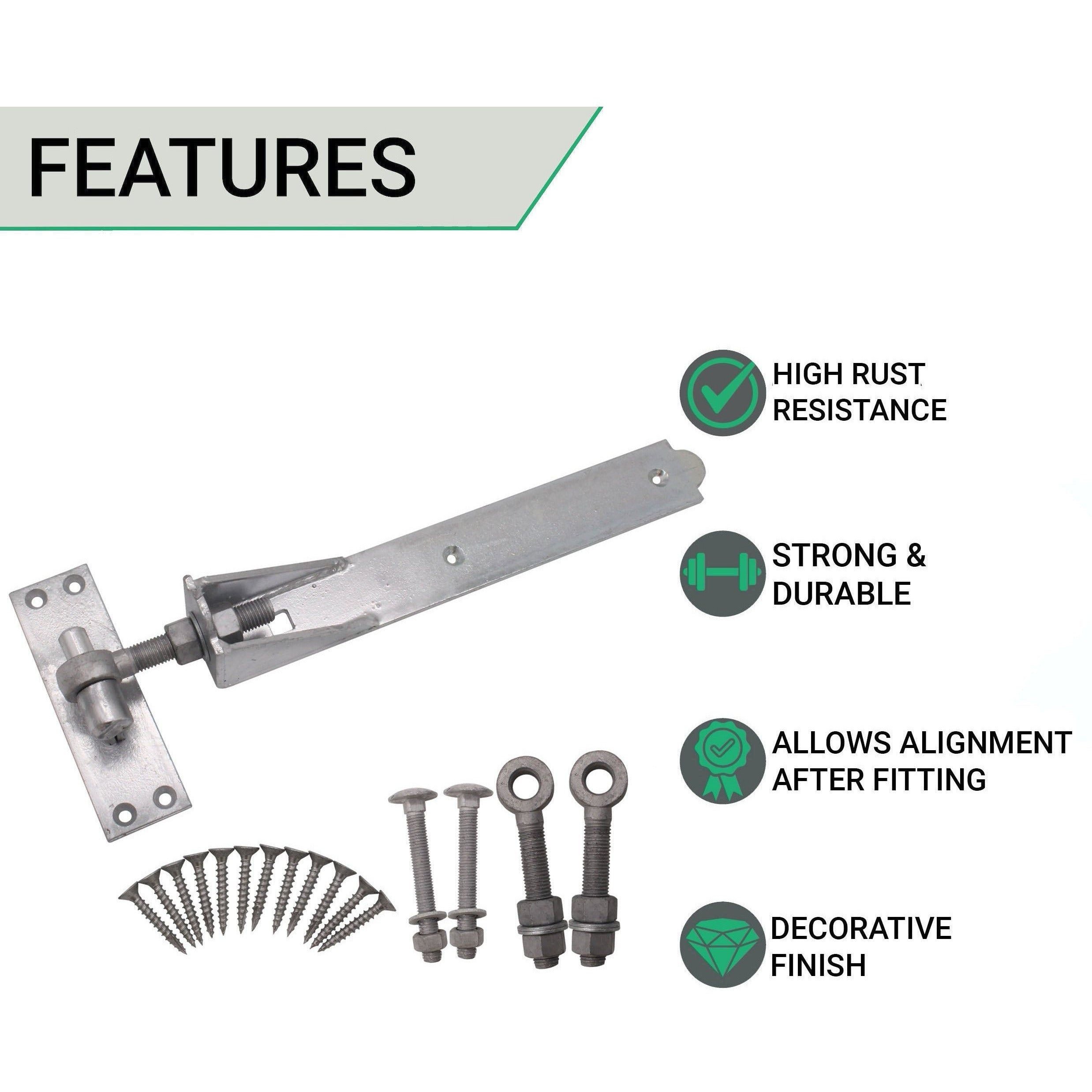 Galvanised Hook And Band Gate Hinges 30" Pair  Heavy Duty Straight Shed Door Barn