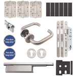 Fire Door Kit - Locking Door - Severe Duty - Cylinder & Turn Keyed Differ - Satin Stainless Steel - tradefit - 1