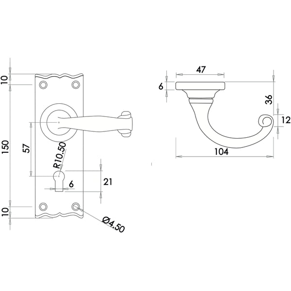 Black Iron Lever Door Handles on Backplate Traditional Canterbury ...