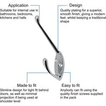 Hat and Coat Hook - 60mm - Polished Chrome - Pack of 4 - tradefit - 2