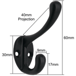 Hat Coat & Robe Hook - Matt Black - Pack of 4 - tradefit - 2