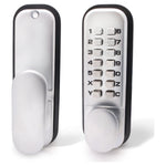 ED20 Paddle Push Button Hold Back Mechanical Digital Code Lock - Fire Rated - Satin Chrome - tradefit - 1