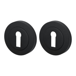 Round Keyhole Escutcheons Nola Pattern - 51mm - Matt Black - Pair - tradefit