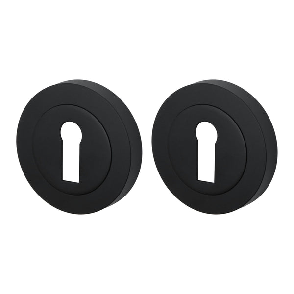 Round Keyhole Escutcheons Nola Pattern - 51mm - Matt Black - Pair - tradefit - Featured Image