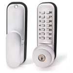 ED20 Knob & Key Over - ride Push Button Mechanical Digital Code Lock - Fire Rated - Satin Chrome - tradefit - 1