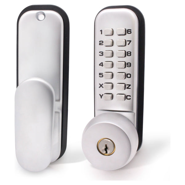 ED20 Knob & Key Over - ride Push Button Mechanical Digital Code Lock - Fire Rated - Satin Chrome - tradefit - Featured Image