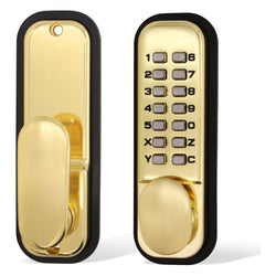 ED20 Paddle Push Button Hold Back Mechanical Digital Code Lock - Fire Rated - Brass Finish - tradefit