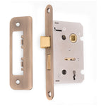 Mortice Sashlock Lock Radius Faceplate - 64mm Case / 44mm Backset - Antique Brass - tradefit - 6