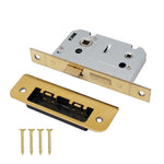 Mortice Bathroom Lock Fire Rated - 64mm Case Size - 44mm Backset - Square PVD Brass - tradefit - 1