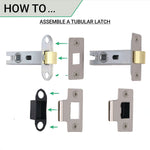 Satin Lever on Backplate Latch Kit / Pack Zeno Design - 66mm Latch - 76mm Hinges - Satin Chrome - tradefit - 4