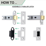 Chrome Lever on Backplate Latch Kit / Pack Zeno Design - 66mm Latch - 76mm Hinges - Polished Chrome - tradefit - 4