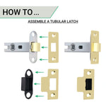 Glass and Polished Brass Mortice Door Knob Kit - 76mm Latch - tradefit - 6