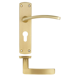 Euroda - Plus Satin Brass Lever Lock Fire Door Handles - Euro - FD30/60 - tradefit