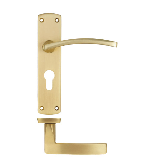 Euroda - Plus Satin Brass Lever Lock Fire Door Handles - Euro - FD30/60 - tradefit - Featured Image