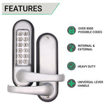 ED50 Clutch Lever Push Button Hold Back HEAVY DUTY Mechanical Digital Code Lock - Satin - tradefit - 2