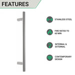 Guardsman Entrance Pull Handle - Bolt Fix - 1000 x 25mm 900mm c/c - Satin Stainless Steel - tradefit - 2