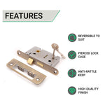 Mortice Sashlock Lock Radius Faceplate - 64mm Case / 44mm Backset - Antique Brass - tradefit - 2