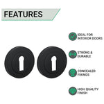 Round Keyhole Escutcheons Nola Pattern - 51mm - Matt Black - Pair - tradefit - 2