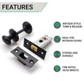 4 inch/102mm Bathroom Tubular Deadbolt Set - 82mm Backset - Antique Black - tradefit