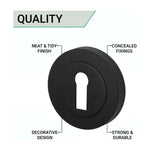 Round Keyhole Escutcheons Nola Pattern - 51mm - Matt Black - Pair - tradefit - 4