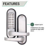 ED50 Clutch Lever Push Button HEAVY DUTY Mechanical Digital Code Lock - Satin - tradefit - 3
