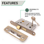 Mortice Sashlock Lock Radius Faceplate - 64mm Case / 44mm Backset - Antique Brass - tradefit - 3