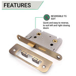 Mortice Bathroom Lock Radius Faceplate - 64mm Case / 44mm Backset - Antique Brass - tradefit - 3