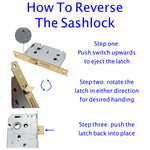 Mortice Bathroom Lock Fire Rated - 64mm Case Size - 44mm Backset - Square PVD Brass - tradefit - 4