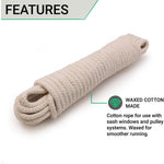 Sash Window Cord Rope Waxed Cotton No.4 6mm 10 meters - tradefit - 3