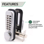 ED20 Paddle Push Button Hold Back Mechanical Digital Code Lock - Fire Rated - Satin Chrome - tradefit - 4