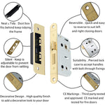 Mortice Bathroom Lock Radius Faceplate - 64mm Case / 44mm Backset - PVD Brass - tradefit - 2