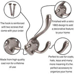Cast Iron Triple Coat Hook 1883 Antique Coat and Hat Rack Hook Hand Forged Self Coloured with Screws - tradefit - 2