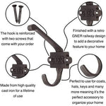 Cast Iron Double Coat Hook GNER Vintage Railway Hand Forged Self Coloured with Screws - tradefit - 2