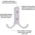 Coat Hook Twin Double Robe Modern - Chrome Plated - Pack of 2 - tradefit - 2