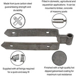 Field Gate Hinge Set Double Strap Adjustable Hook On Plate - (18