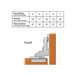 35mm Clip On Sprung Soft Close Kitchen Cabinet Hinge - INSET 110 Deg c/w Euro Screw on Plate - tradefit - 6