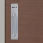 Pull Handle On PULL Engraved Plate 300x19mm Pull on 375x75x3mm Plate - SAA Satin Aluminium - tradefit - 5