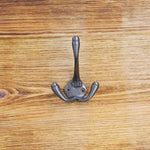 Cast Iron Triple Coat Hook 1883 Antique Coat and Hat Rack Hook Hand Forged Self Coloured with Screws - tradefit - 4