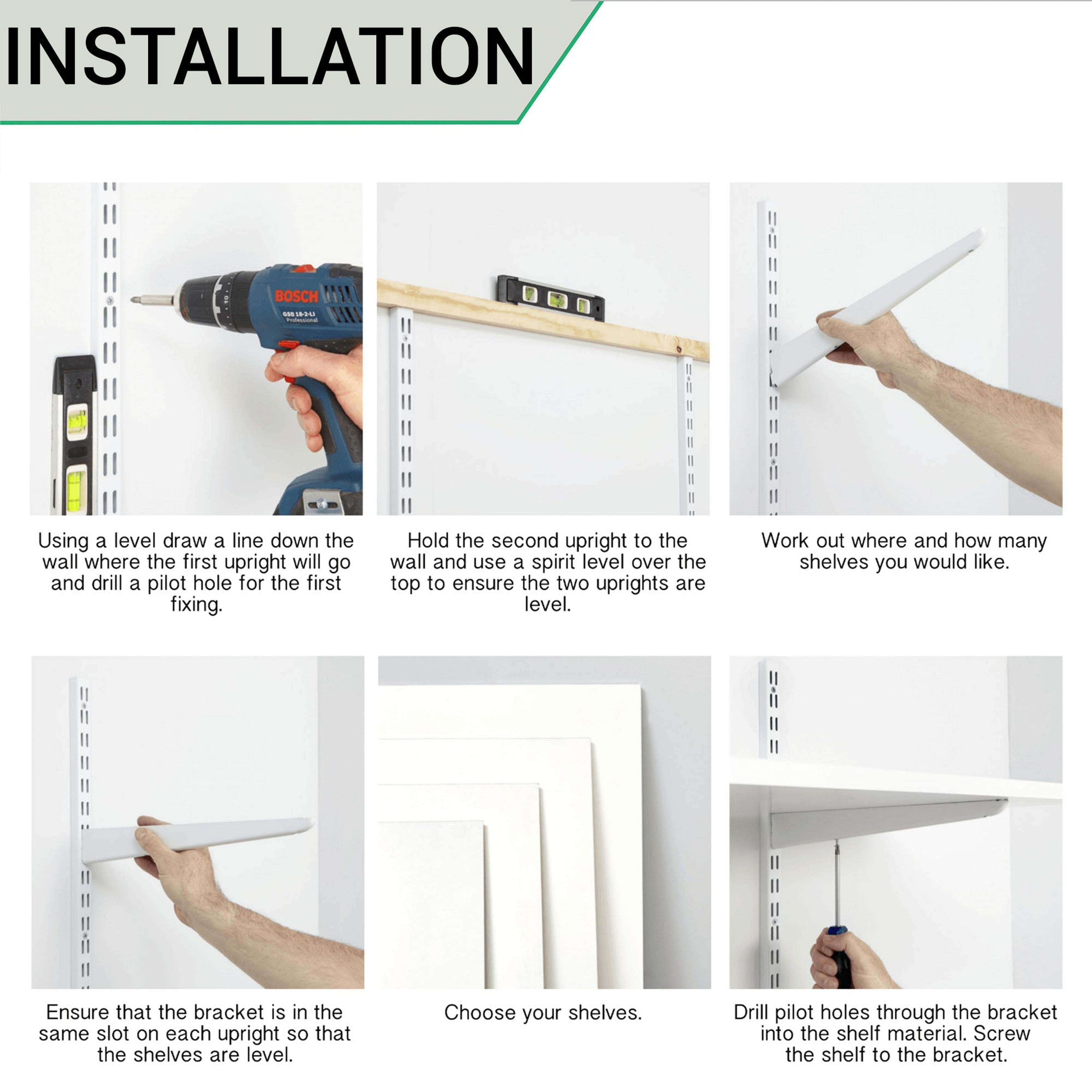 Twin Slot Shelving Upright White 1000mm tradefit